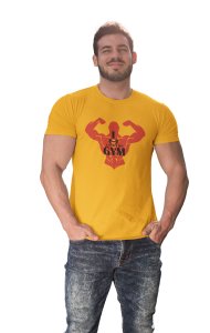 I Love The Gym, Round Neck Gym Tshirt (Yellow Tshirt) - Clothes for Gym Lovers - Foremost Gifting Material for Your Friends and Close Ones