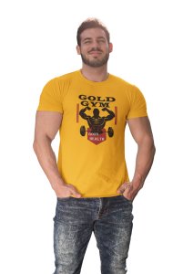 Gold Gym Round Neck Gym Tshirt (Yellow Tshirt) - Clothes for Gym Lovers - Foremost Gifting Material for Your Friends and Close Ones