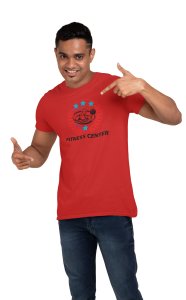 Fitness Center, Red Leaves Inside The Circle, Round Neck Gym Tshirt (Red Tshirt) - Clothes for Gym Lovers - Suitable for Gym Going Person - Foremost Gifting Material for Your Friends and Close Ones