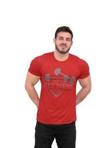 Fitness Gym, Round Neck Gym Tshirt (Red Tshirt) - Clothes for Gym Lovers - Suitable for Gym Going Person - Foremost Gifting Material for Your Friends and Close Ones
