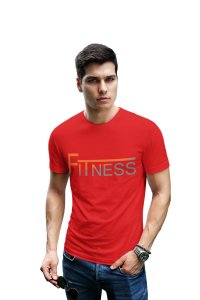 Fitness, (BG Orange and Grey), Round Neck Gym Tshirt (Red Tshirt) - Clothes for Gym Lovers - Suitable for Gym Going Person - Foremost Gifting Material for Your Friends and Close Ones