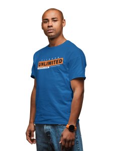 Fitness Unlimited, (BG Orange), Power Gym, 1 Dash, Round Neck Gym Tshirt (Blue Tshirt) - Clothes for Gym Lovers - Suitable for Gym Going Person - Foremost Gifting Material for Your Friends and Close Ones