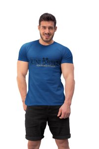 Unlimited, Health and Fitness Round Neck Gym Tshirt (Blue Tshirt) - Clothes for Gym Lovers - Suitable for Gym Going Person - Foremost Gifting Material for Your Friends and Close Ones