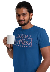 Gym By Fitness, (BG Pink), Round Neck Gym Tshirt (Blue Tshirt) - Clothes for Gym Lovers - Suitable for Gym Going Person - Foremost Gifting Material for Your Friends and Close Ones