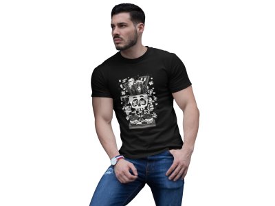 Skull (chess pieces) -printed round crew neck youth-oriented cotton tshirts for men