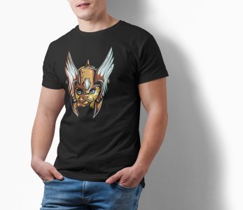 Viking cat -round crew neck cotton tshirts for men
