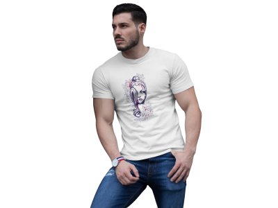 lady art - printed White T-shirts - Men's stylish clothing - Cool tees for boys