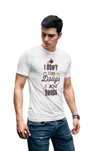 I am drugs - White - printed T-shirts -Abstract Funny thoughtful creative illustrations - Men's stylish clothing - Cool tees for boys