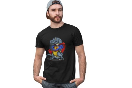 Super Dinosaur -round crew neck cotton tshirts for men