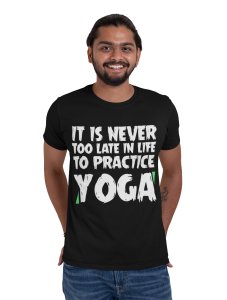 Practice Yoga - Black - Comfortable Yoga T-shirts for Yoga Printed Men's T-shirts (Small, White)