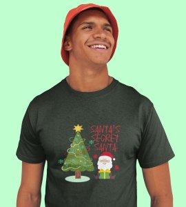Santa's Secret Santa: Elegantly Printed T-shirt (Green) Perfect Gift For Secret Santa