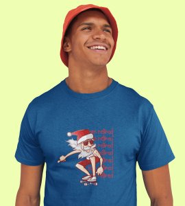 Savage Santa: Cool Printed T-shirt (Blue) Perfect Gift For Secret Santa