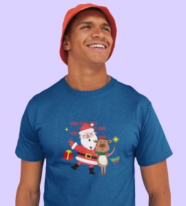 Happy Santa: Best Printed T-shirt (Blue) Best Gift For Kids