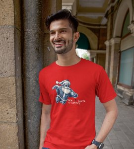 Gen-z Santa At Service : Printed T-shirt (Red) Best Gift For Boys Girls