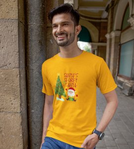 Santa's Secret Santa: Elegantly Printed T-shirt (Yellow) Perfect Gift For Secret Santa
