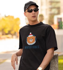 Winter Vibes: Welcome Christmas With(Black) T-shirt Perfect Gift For Kids Boys Girls