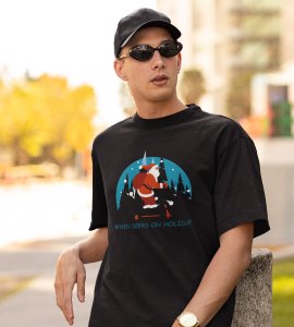Biker Santa: Unique Printed T-shirt (Black) Perfect Gift For Christmas Boys Girls