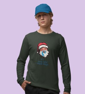 Sneezy Santa: Funny & Cute DesignerFull Sleeve T-shirt Green Perfect Gift For Secret Santa