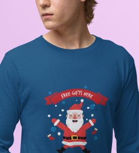 Happiest Santa Ever: Beautifully CraftedFull Sleeve T-shirt Blue Perfect Gift For Kids
