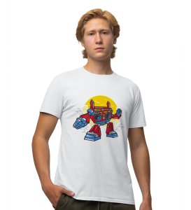 Radio White Round Neck Cotton Half Sleeved Men's T-Shirt with Printed Graphics