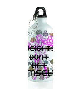 Stylish Pink Gym Quote for Strong Women Aluminium Printed Sipper Bottle 600ml