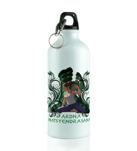 Ardha Matsyendrasana Yoga Twist Design Aluminium Printed Sipper Bottle 600ml