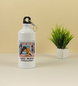 Adho Mukha Svanasana Home Vibes Aluminium Printed Sipper Bottle 600ml